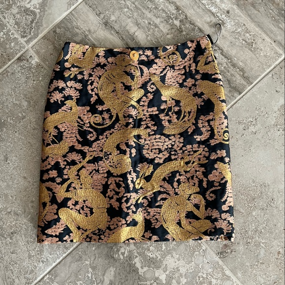 NEW Versace Jacquard Mini Skirt, Black Pink Gold, Size US 2 , EU 38 New w/Tag - Picture 8 of 12